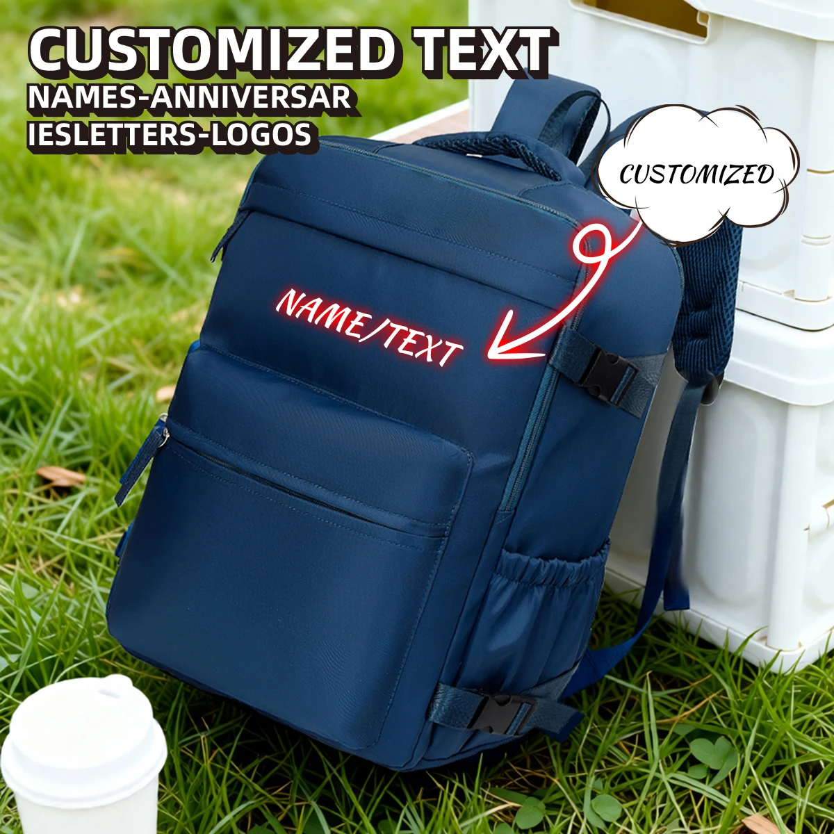 Mochila de Viagem Personalizada com Logo, Bolsa Leve para Viagens de Curta Distância, Mochila para Computador, DIY