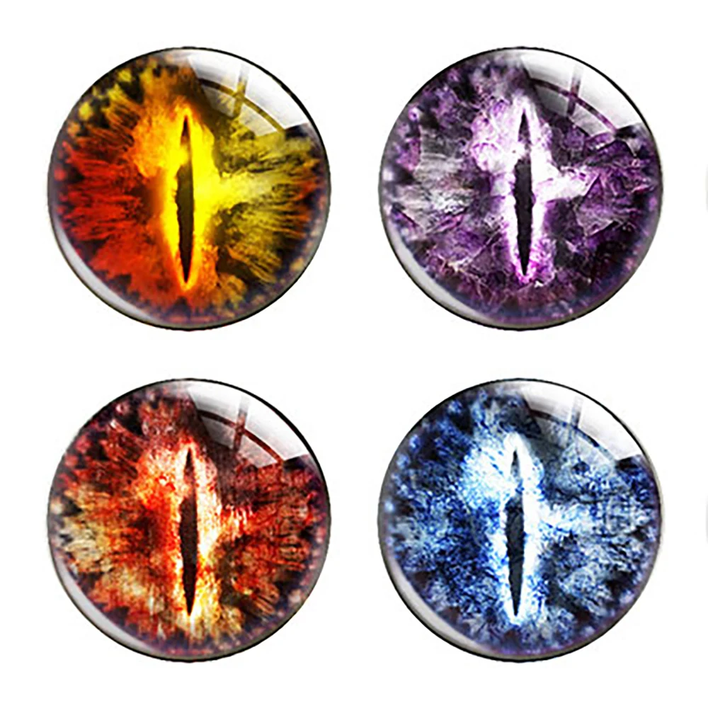 Round Texture Vertical Pupils Strange Beast Eyes Dragon Feline Monsters Curved Photo Glass Cabochon Flatback Demo Cameo For Diy