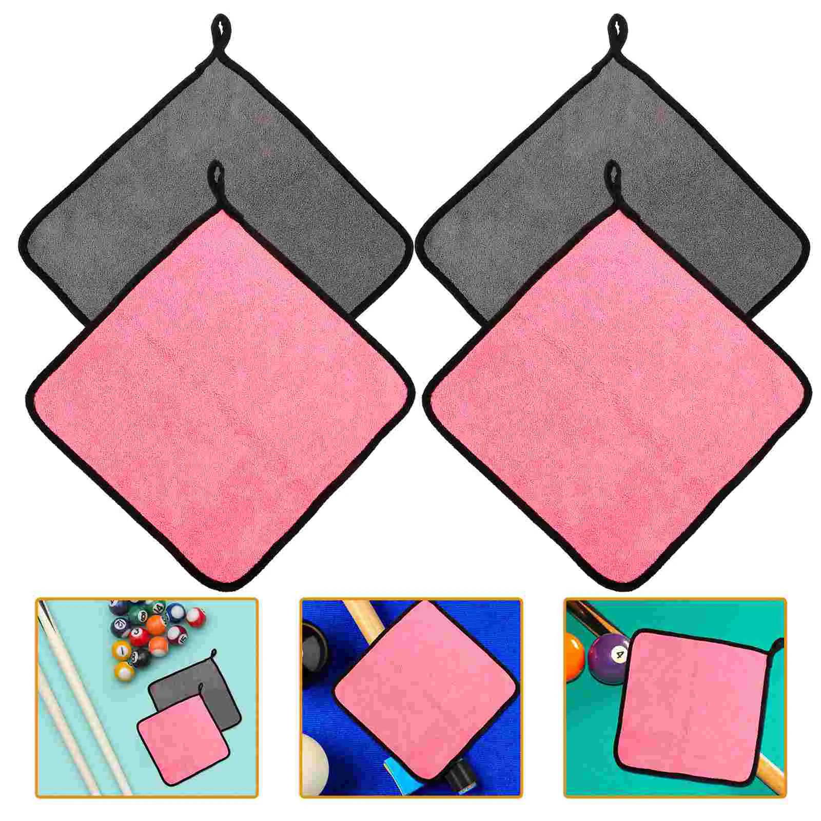 4 Pcs Cleaning Cloth Car Wash Towels Kit Coral Fleece Billiard Pole Cleaner