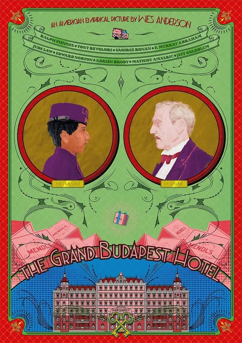 فندق جراند بودابست مطبوع على القماش جدار الفن لديكور المنزل ملصق الفيلم الجمالي جدارية لتفاصيل السفر في غرفة المطبخ والشرفة #4