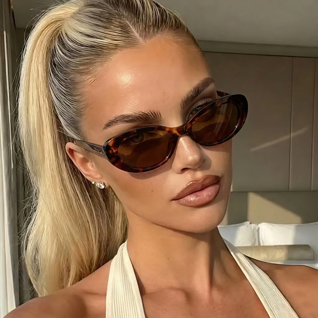 Modische ovale Sonnenbrille mit kleinem Rahmen für Damen, Retro-Leopardenmuster, Herren-Sonnenbrille, Sonnenschutz, Outdoor-Fahrbrille, UV400 – Detail 4