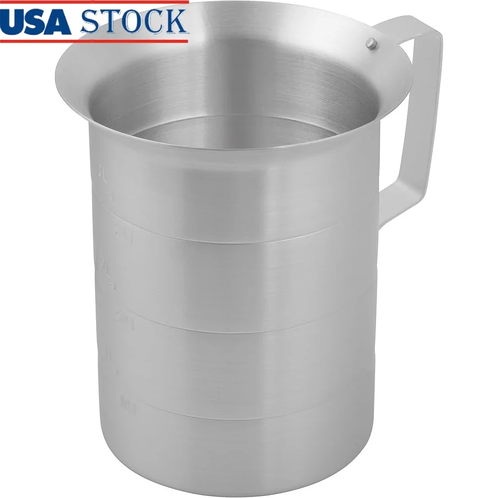 

Aluminum Measuring Cup 4 Quart Professional Quality Spill Proof Design Measurement Grooves Kitchen Cooking Baking Tool