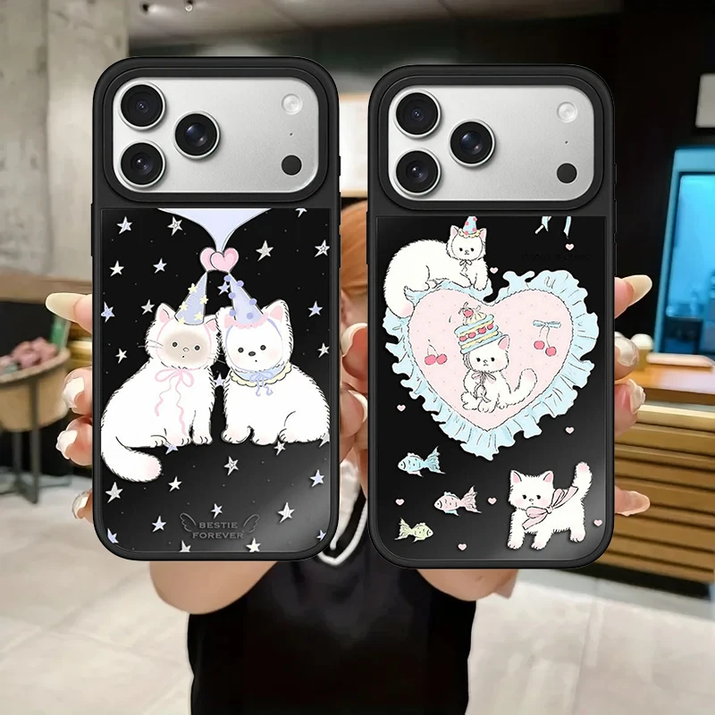 

Puppy Cake Black Mirror Surface Magnetic Phone Case Cover for IPhone 12 13 14 15 16 17 Pro Max Case for IPhone 17Air
