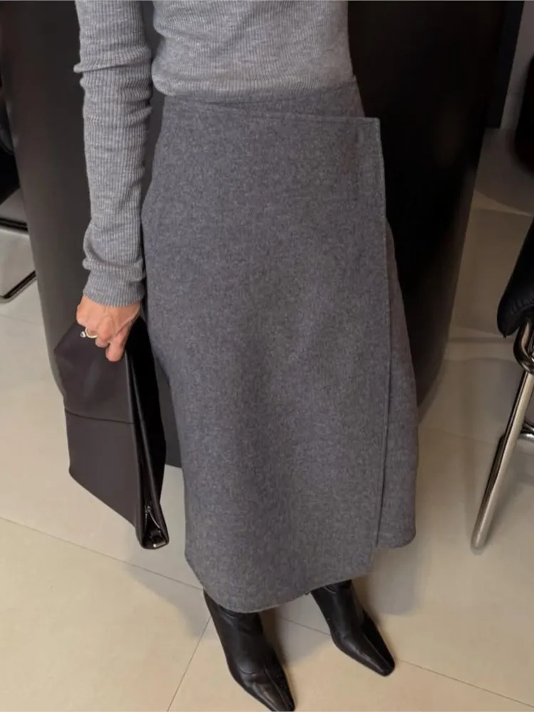 MsChuh Autumn Women's Clothing Solid Color Long Skirts Bodycon temperament Comfortable Simple Style Casual All-match Elegant