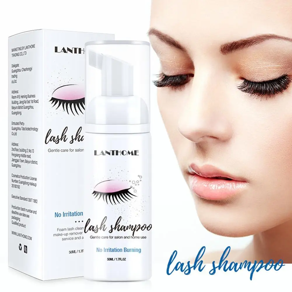 50ml Eyelash Extensions Brush Shampoo Kit Eyelash Extension Pump Clean Foam Makeup Glue Stimulation Eye Design No Cleansing I8C7