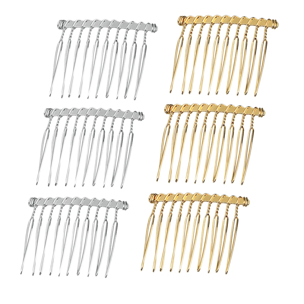 6 Pcs DIY Blank Metal Hair Clips Wedding Veil Side Hair Combs Jewelry Making Findings for DIY Handmade Bridal Hair Accessories