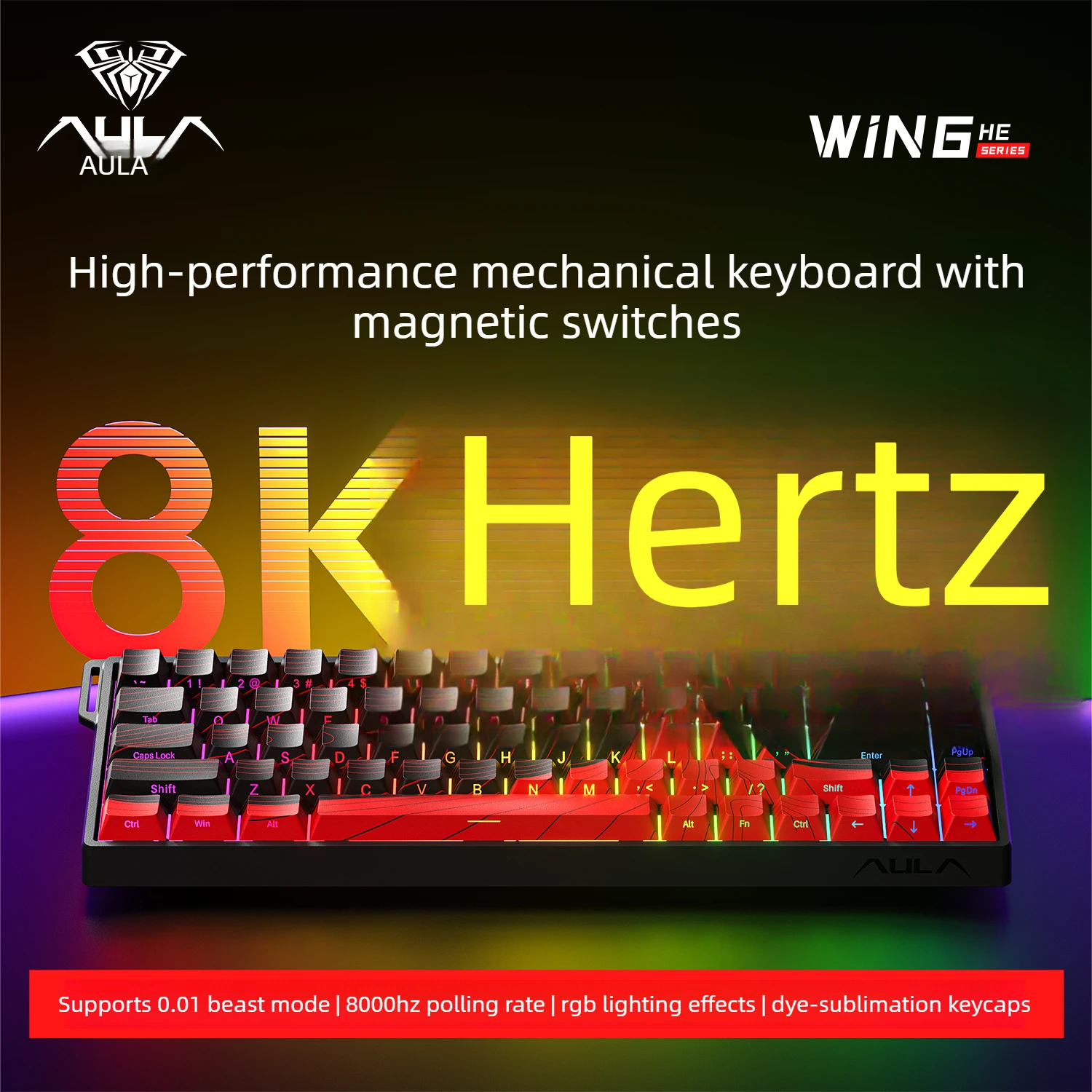 AULA Win60HE MAX Wired Mechanical Keyboard 61 Keys Magnetic Axis Esports Gaming Customization Keyboards Magnetic RGB PC teclado