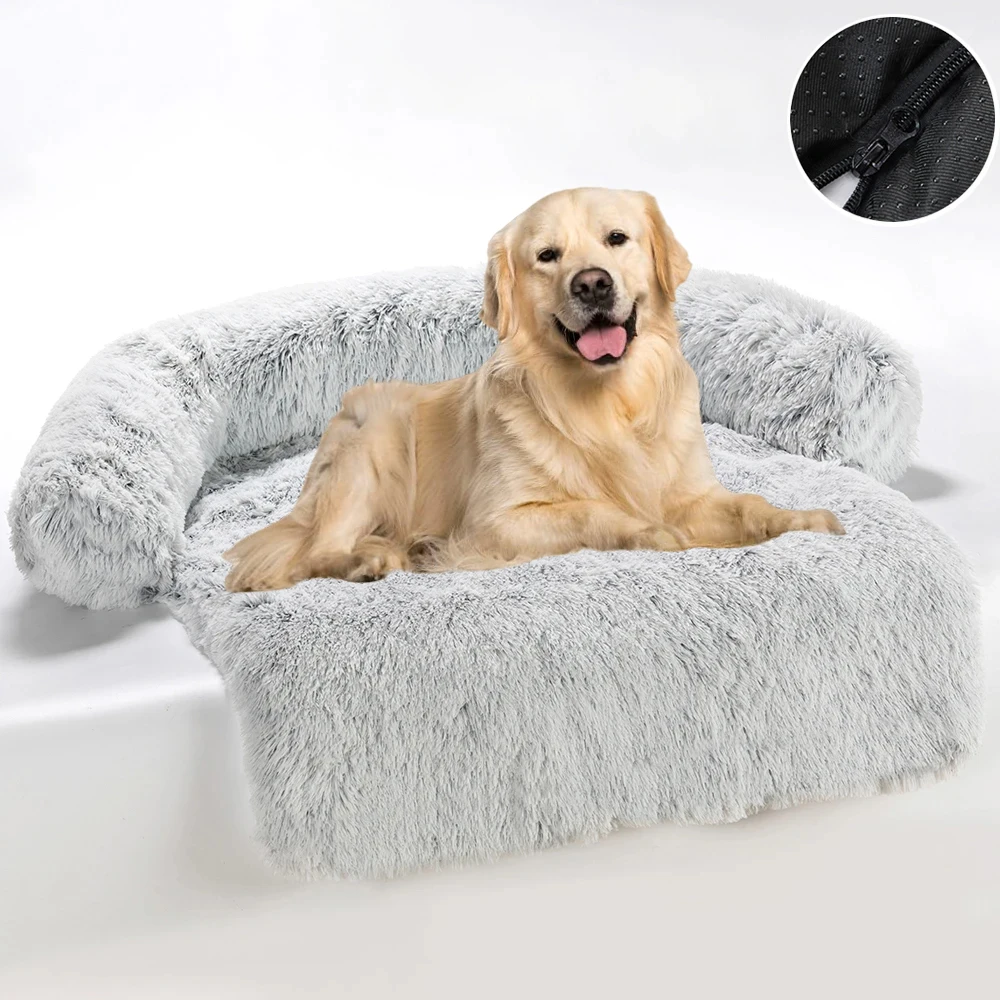 

Calming Dog Bed Dog Sofa Couch Beds for Medium Dogs and Cats Fluffy Plush Dog Mats for Furniture Protector with Washable Cover