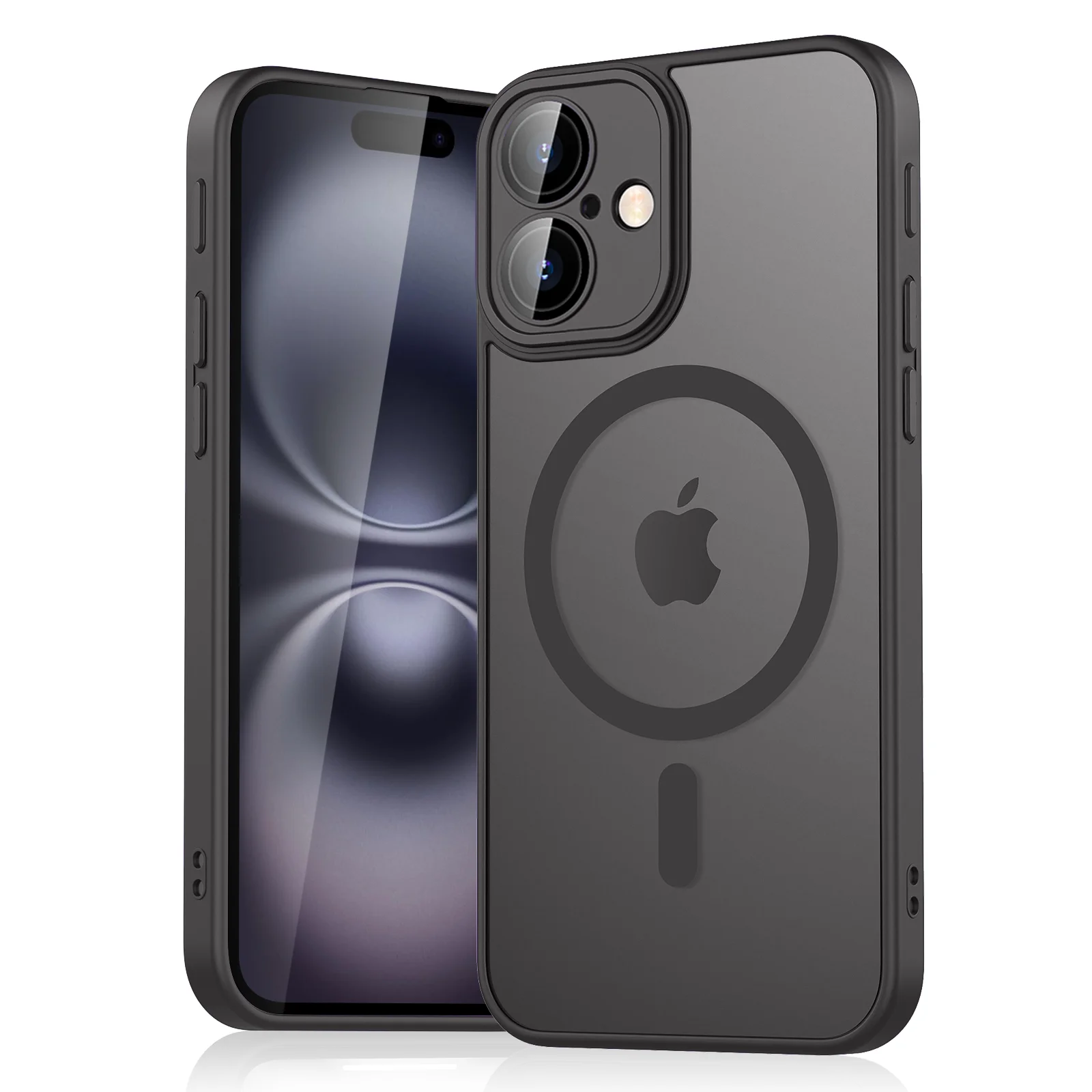 Funda de teléfono con Protector de cámara completa magnética fuerte para iPhone 17 Air 16 15 14 Plus 13 12 11 Pro Max, cubierta dura híbrida mate transparente
