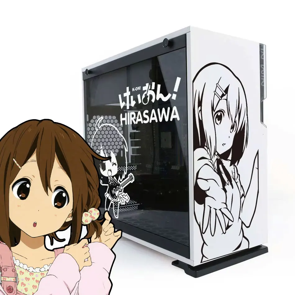 K-on Japanese Anime Vinyl Stickers for PC Case,Cartoon Girl Decor Decals for Atx Computer Chassis Skin,Waterproof Hollow Out