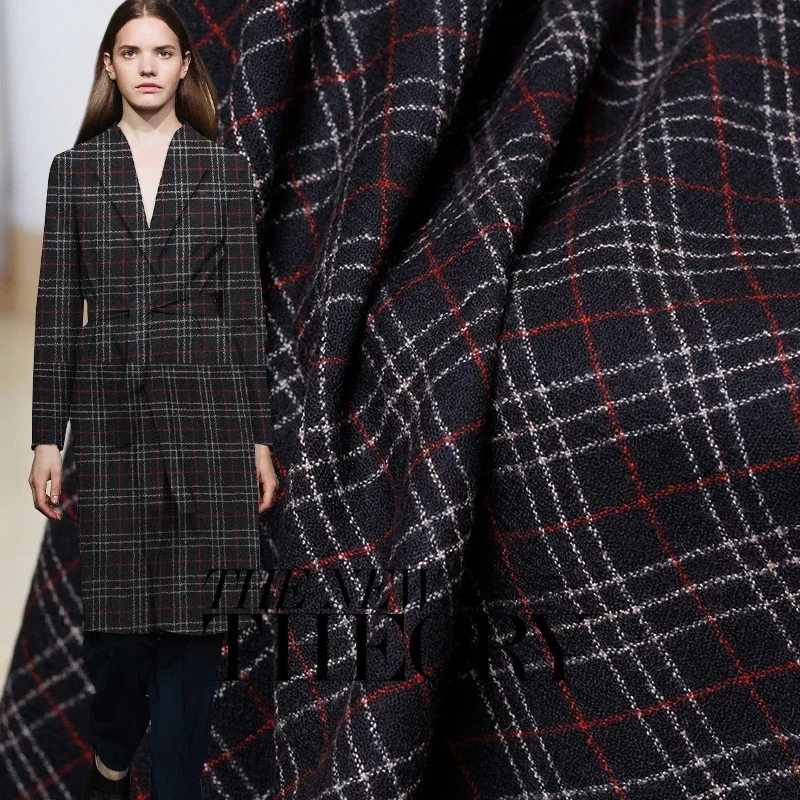 Redraspberry 146cm Plaid Yarn Dyed Wollen 100%Wool garment materials Autumn Jacket Dress DIY sewing clothes fabrics Freeshipping