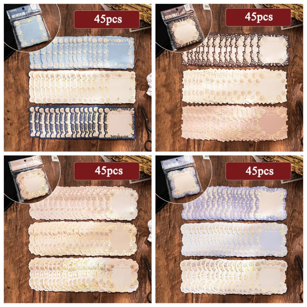 180pcs Gold Stamping Embossed Sticky Notes Three-Dimensional Rose Pattern Gold Stamping Notes Non-Stick DIY Note Book