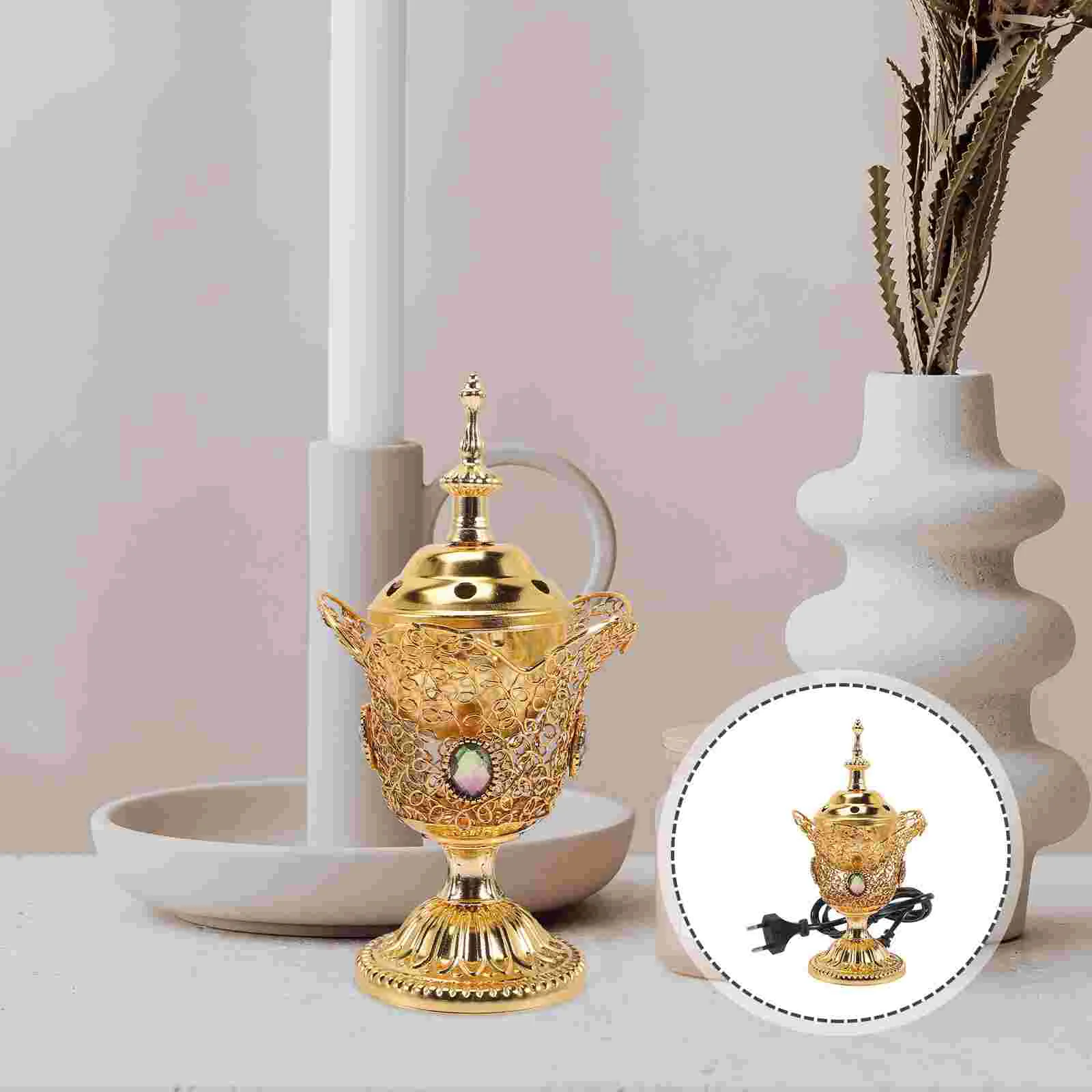 Tabletop Electric Censer Middle Eastern Style Censer Metal Incense Burner (EU Plug) electric burner for incense