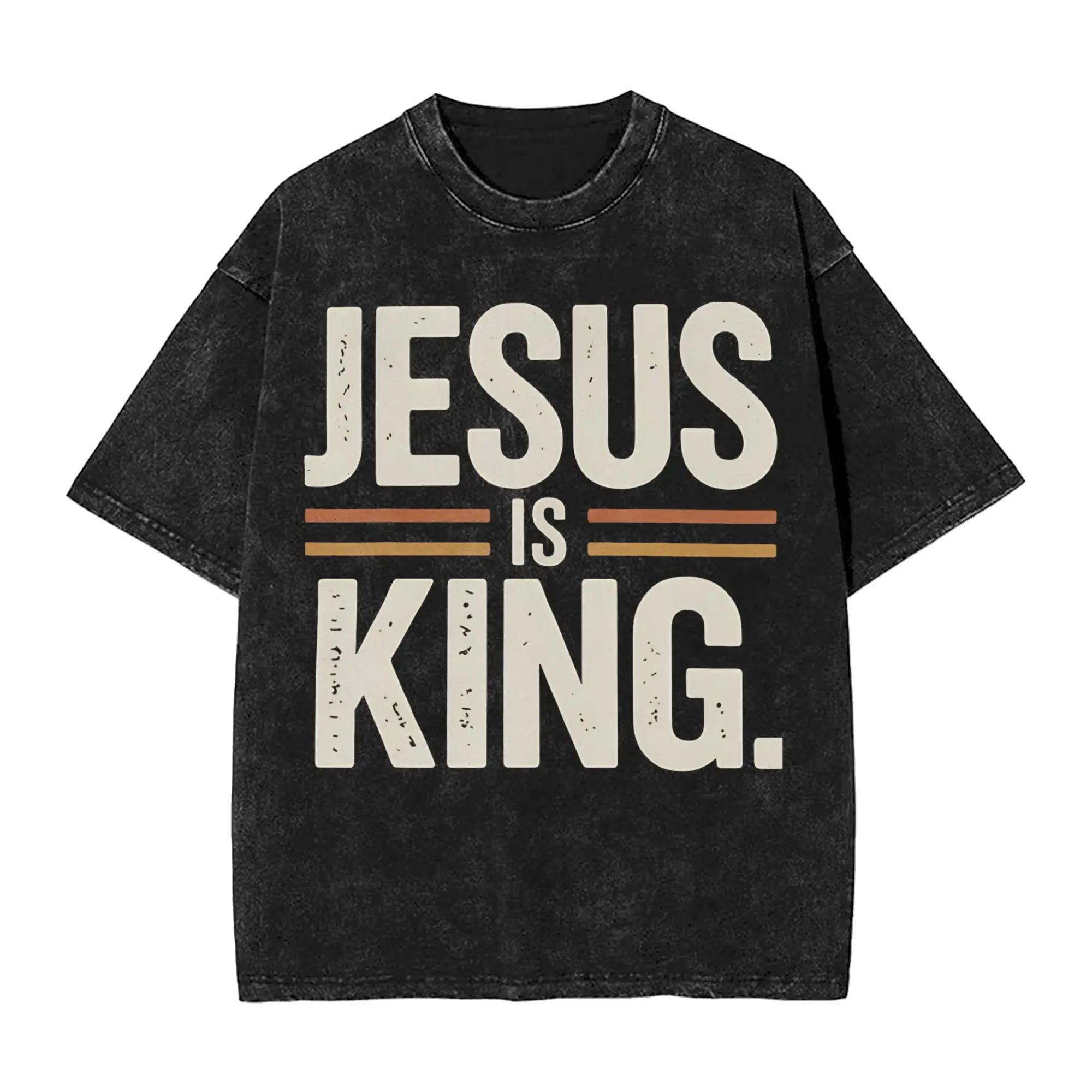 Jesus Is King Bible Verse John 146 Christian Washed T Shirt Streetwear Hip Hop Novelty T-Shirts Tee Shirt Men Women Short Sleeve