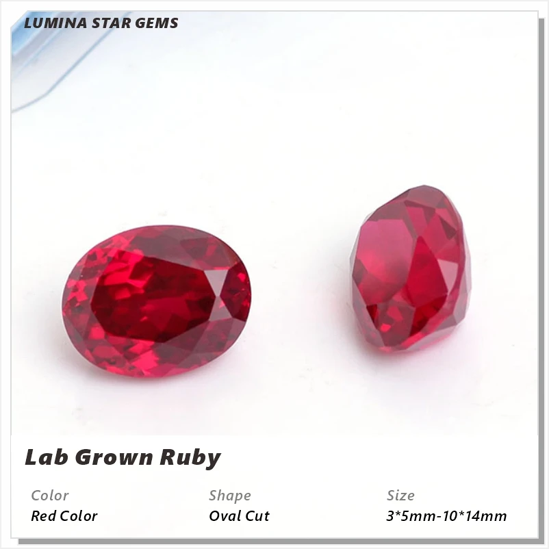 

Lab Grown Ruby Red Color Oval Cut VVS1 Top Quality Natural Colour For Jewelry Setting&Custom Design Selectable AGL Certificate