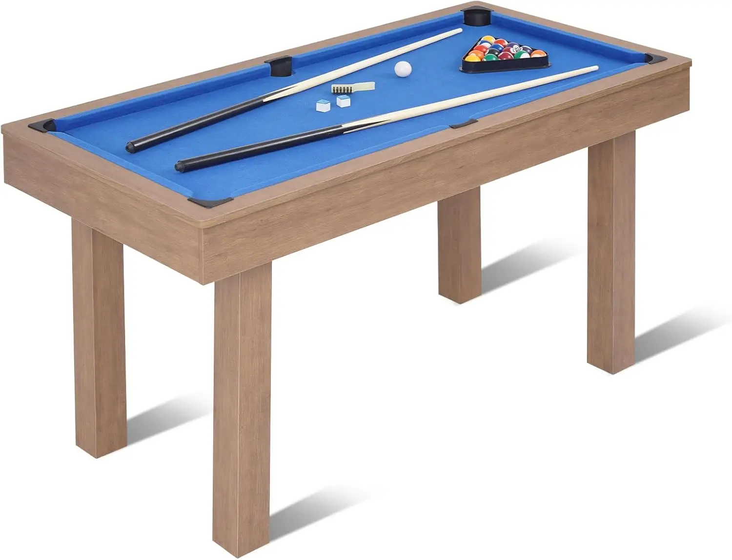 Pool Table, Mini Billiard Game Table w/Balls, Cues, Chalk, Brush and Triangle, Indoor Compact Arcade Game Table for Living Room