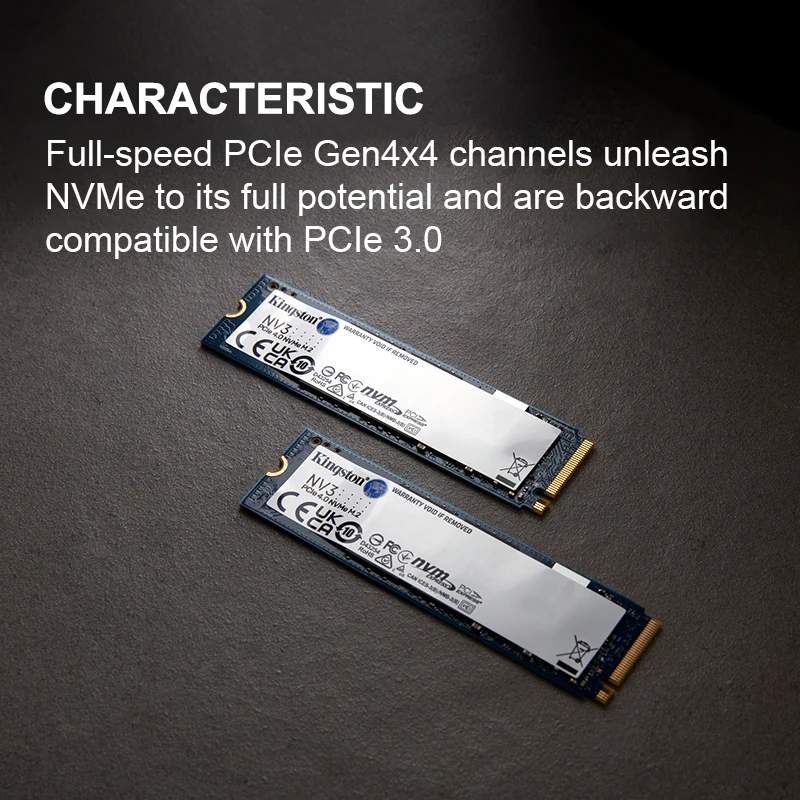 Immagine 4: Kingston NV3 SSD PCIe 4.0 Gen 4x4 500GB 1TB 2TB Fino a 6000Mb/s M.2 2280 NVMe Unità a Stato Solido per PC Disco Rigido Originale