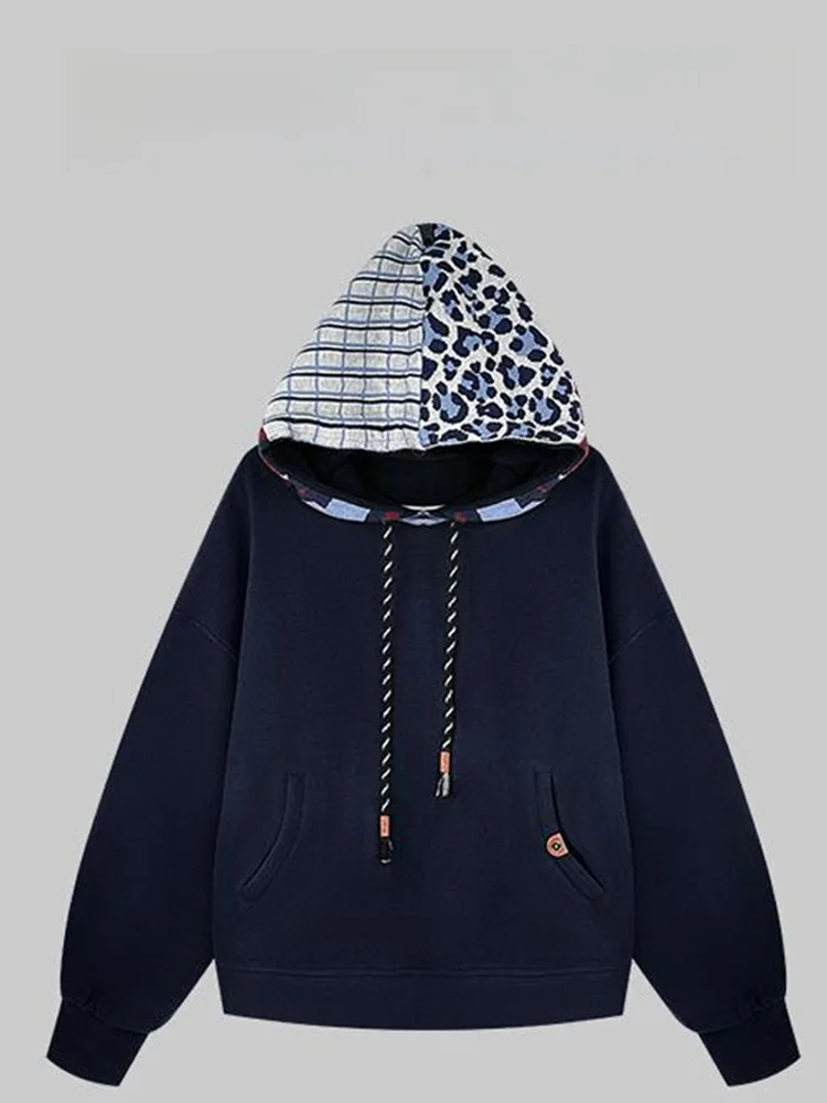 

Утепленная флисовая толстовка для женщин: модный свободный крой, стройнящий силуэт, повседневный стиль, удобный верх для осени и зимы, уличный образ