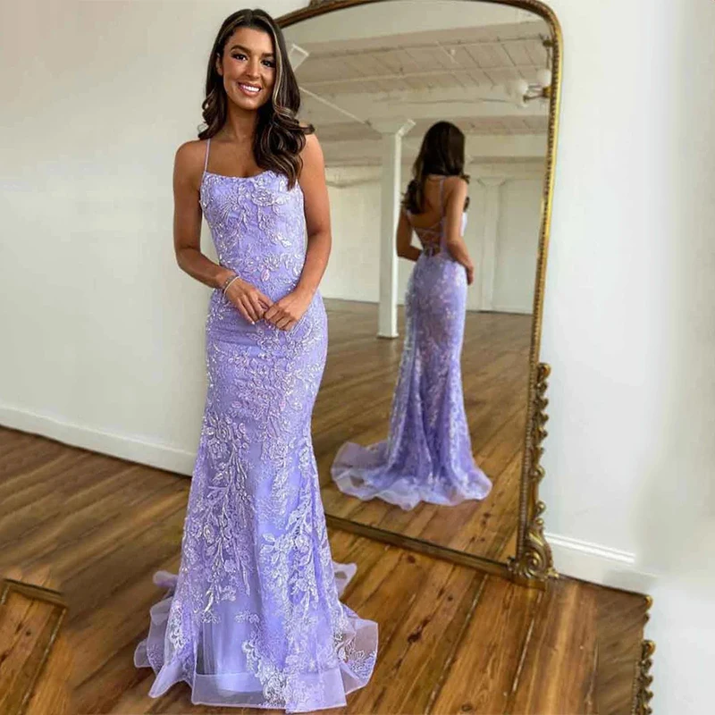 Mermaid Lace Beaded Prom Dresses  Backless Sequins  Formal Party Appliques Sparkly Evening Trumpet Dance Gala Gown Vestido De