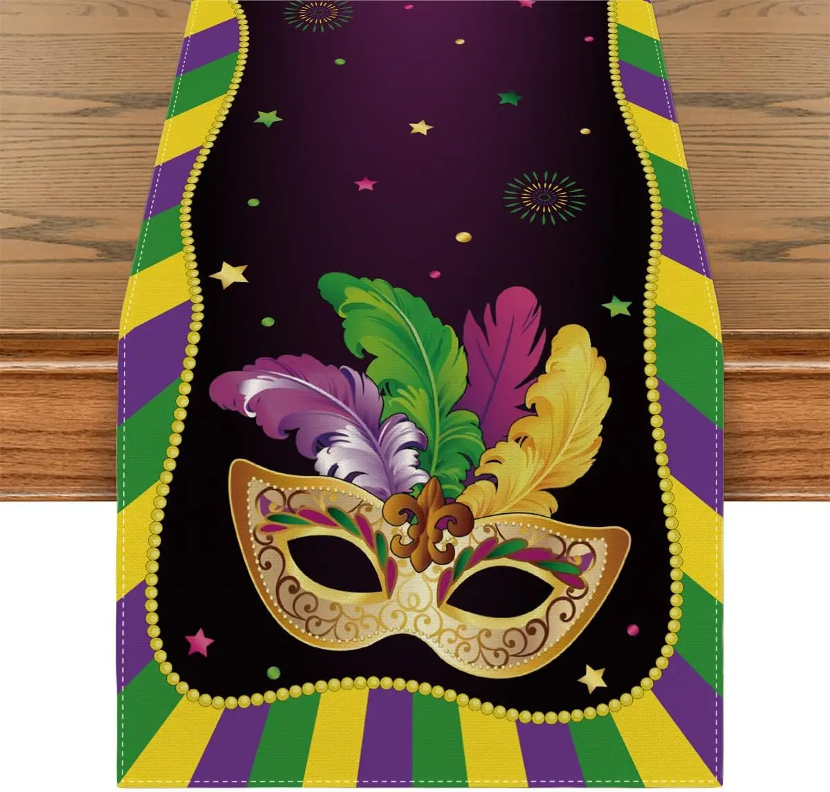 Mardi Gras Linen Table Runner Party Decor New Orleans Brazi Carnival Fat Tuesday Kitchen Table Runner Mardi Gras Decorations