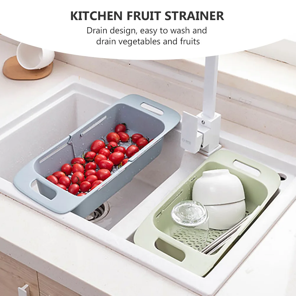 

Retractable Drainer Basket Dish Rack for Sink Fruit Dishes Drying Pp Telescopic Racks