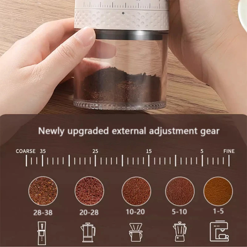 Molinillo de café pequeño para el hogar, molino de granos eléctrico, cafetera inteligente portátil