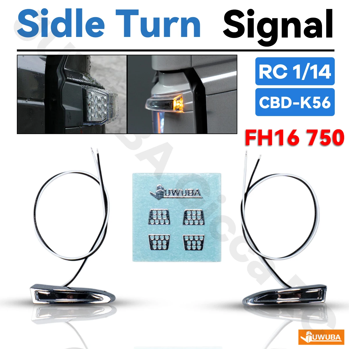 FH16 750 Chin Side Turn Signal CBD-K56 For 1/14 Tamiyaa RC Dump Truck Tractor VOLVOO 56360 56362 56375 JUWUBA Toy Model Parts