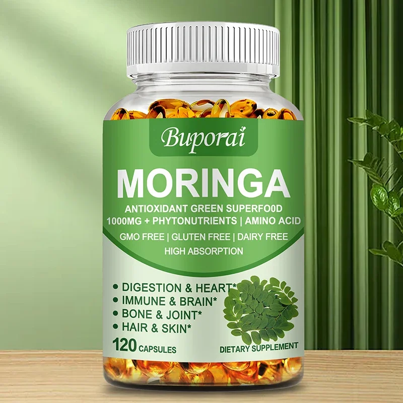 Капсулы Moringa 1000 мг — поддерживает здоровье иммунитета и пищеварения, повышает уровень энергии, антиоксидант