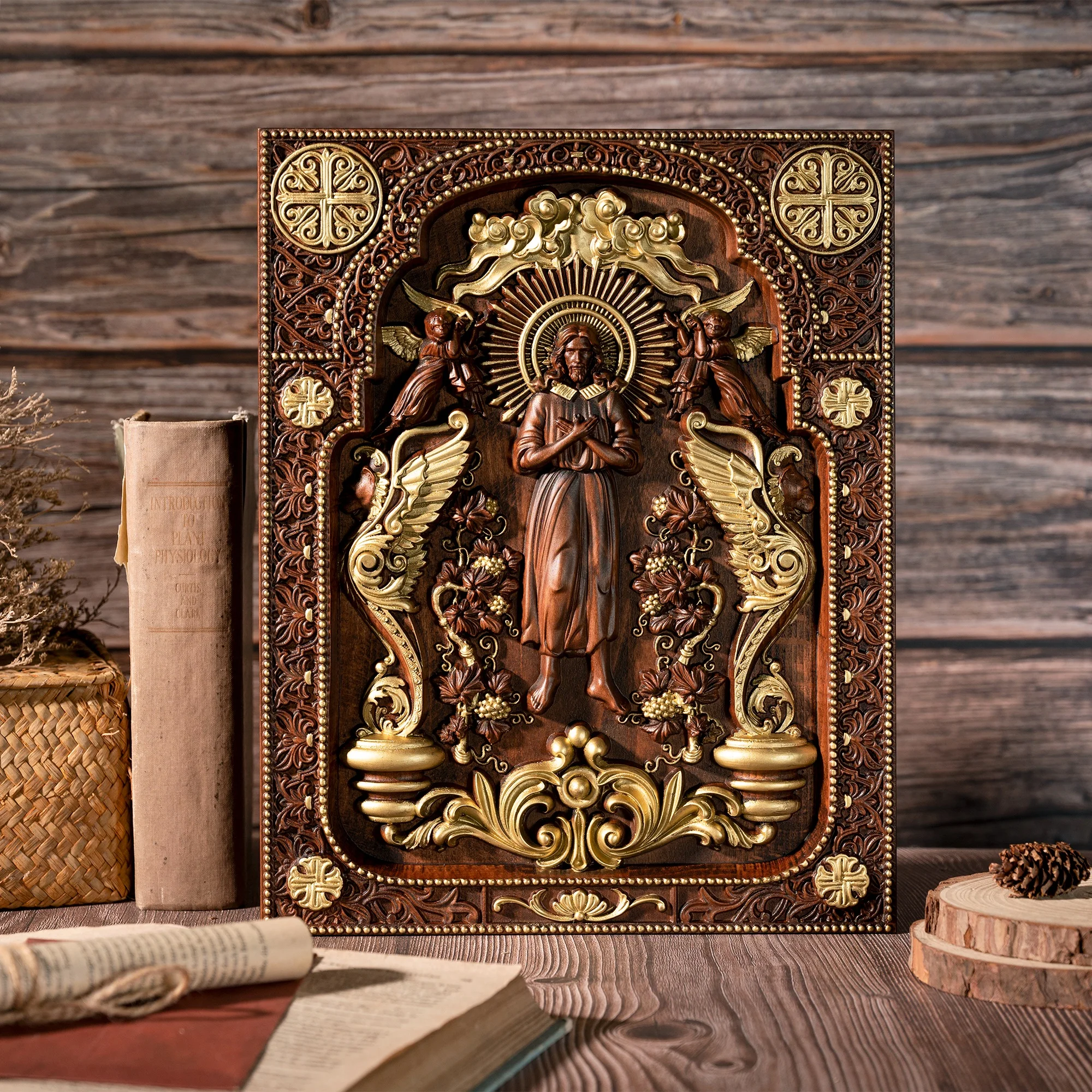 

Jesus Christ Icon of Ascension Wooden Jesus and Lion, Christian Statue, Best Gift for Disciples