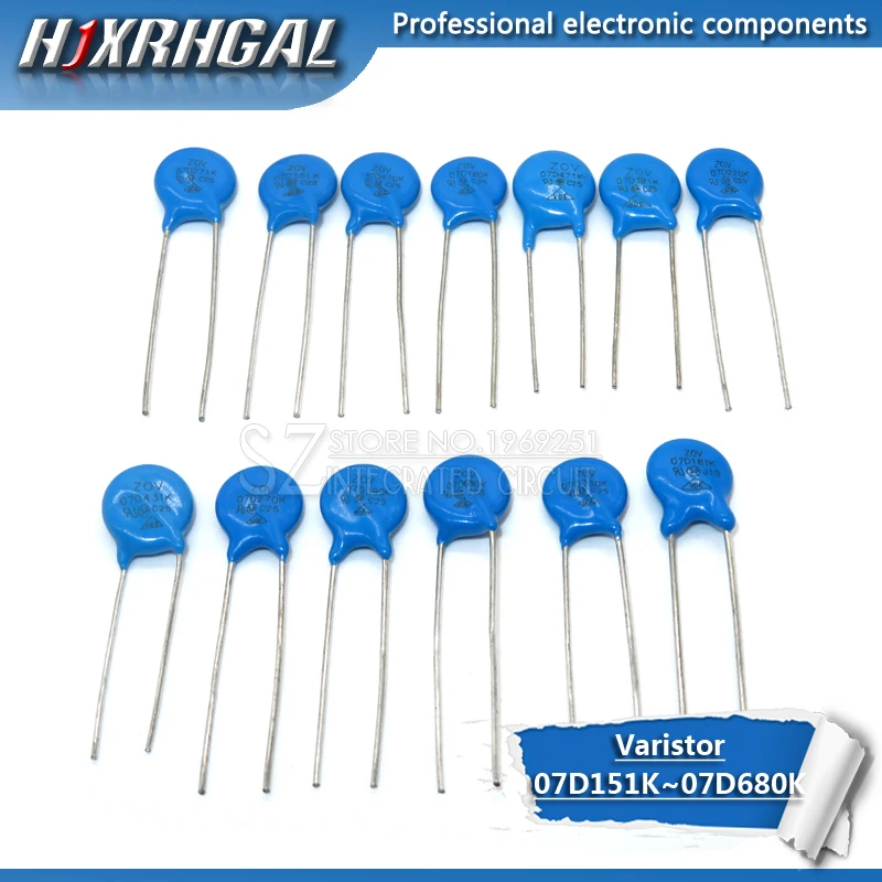 100PCS Varistor 7D151K 7D180K 7D181K 7D220K 7D270K 7D271K 7D330K 7D391K 7D431K 7D470K 7D471K 7D680K piezoresistor hjxrhgal