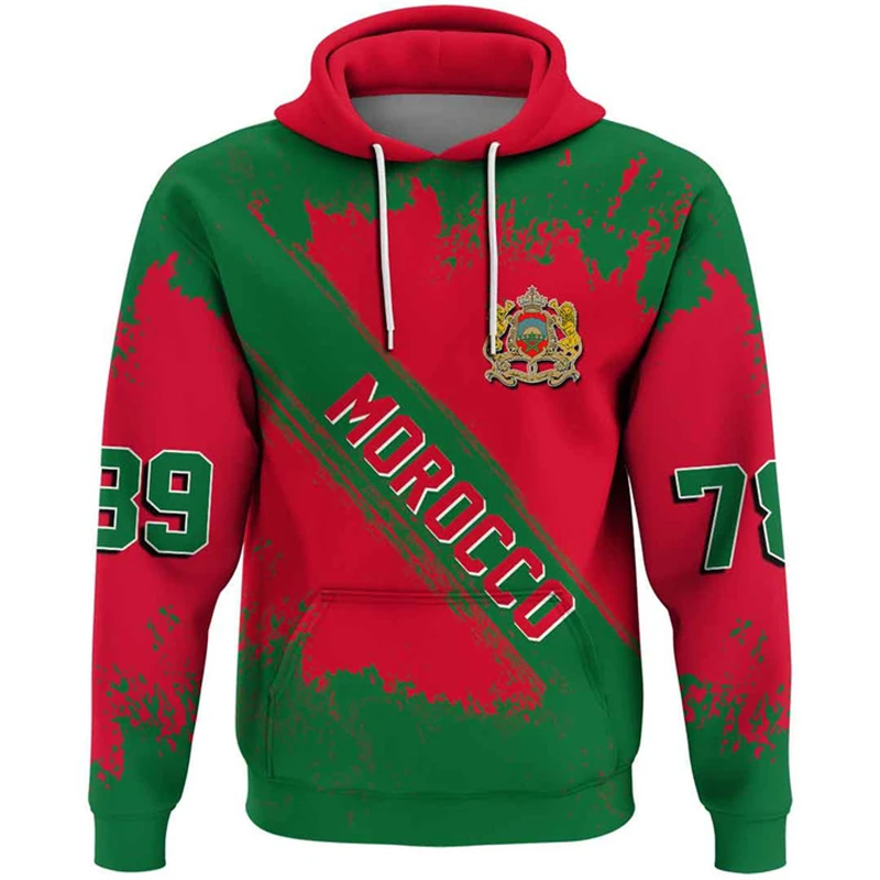 

Morocco Jersey Moroccan Map Flag 3D Print Hoodies For Men Clothes MA National Emblem Graphic Sweatshirts Boy Sport Pullovers Top