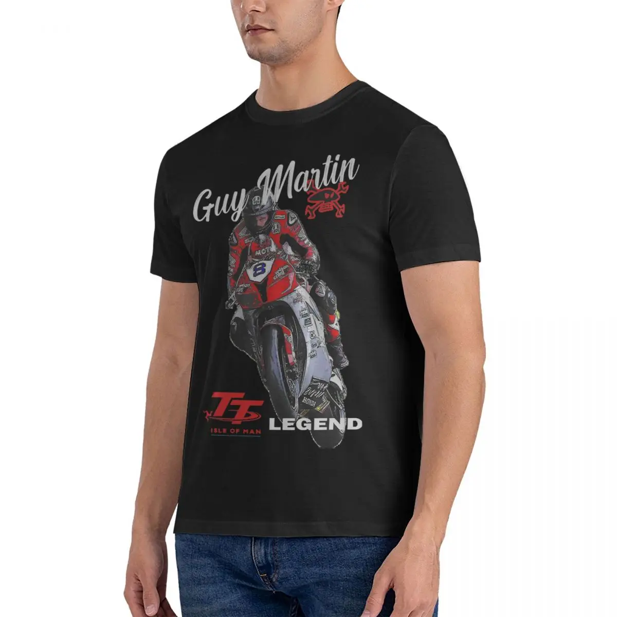 Guy Martin Tt Legend Gift T-Shirt Men Motorcycles Moto Cool Cotton Tees Round Collar Short Sleeve T Shirt Printed Clothes