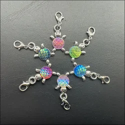 12 New Tortoise Mixed Charms Resin Animal Pendants With Lobster Claw Clasps Tibetan Silver Plated 14x23mm