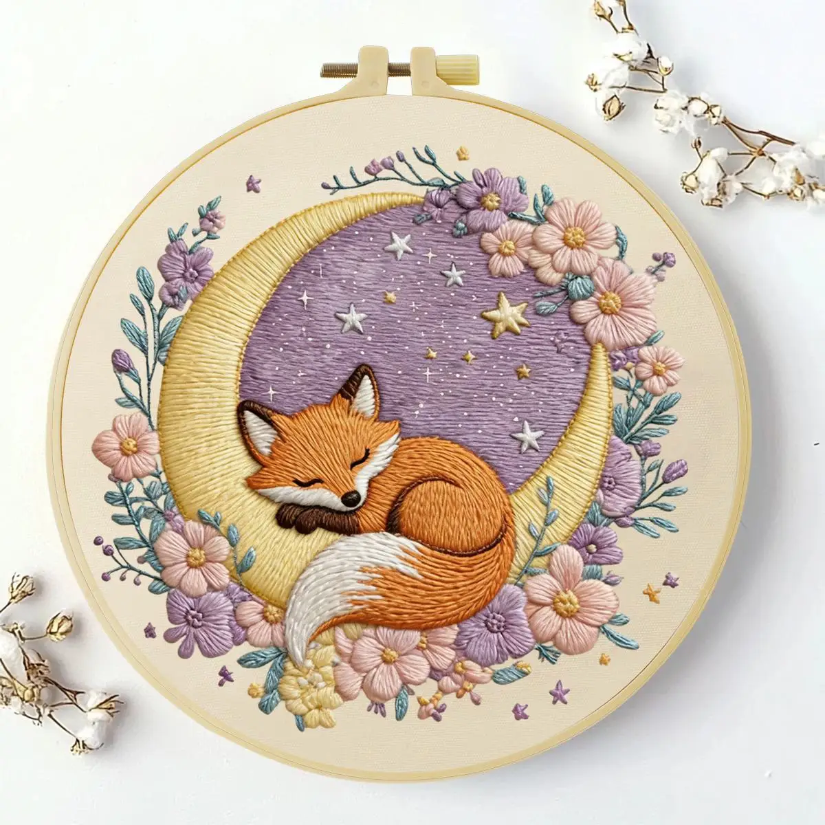 1 Stück 20X20CM/15X15CM 7,87/6,3 Zoll Tier - Fuchs Stickerei Starter-Kit DIY-Kit DIY-Stickerei-Set Handarbeiten Nadelkunst – Detail 1