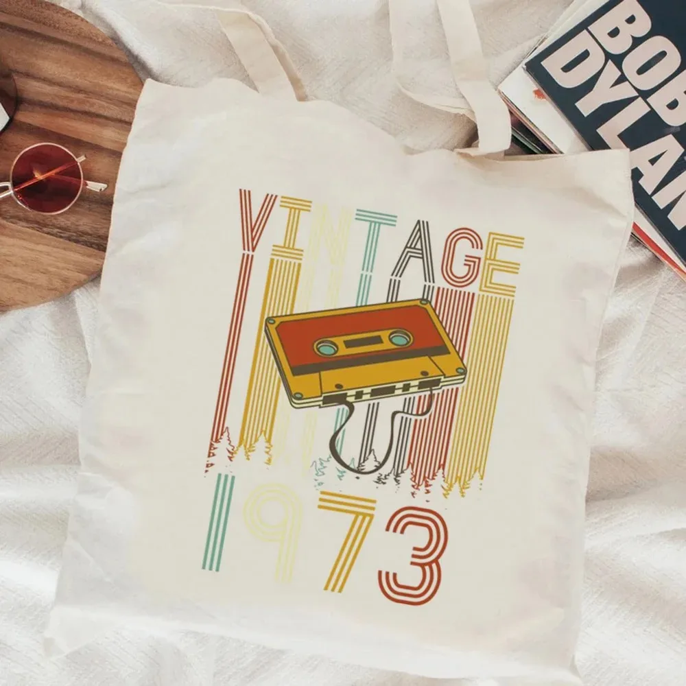 

1973 Shopping Bags Vintage Tote Bags Large Capacity Shopping Bag Reusable and Foldable Retro Style Art Bag