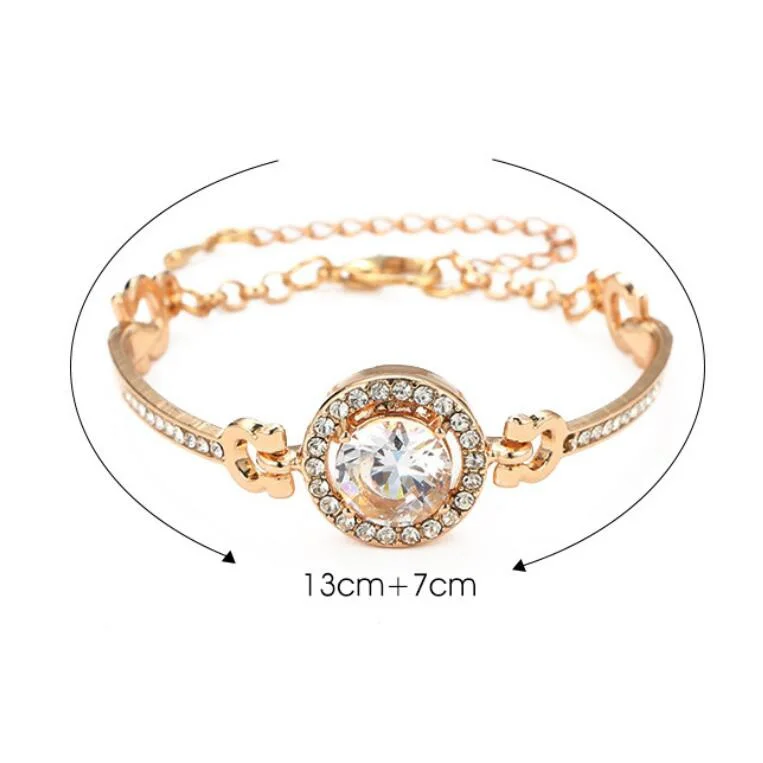 New Personality Noble Rhinestone Charm Bracelet for Women Golden Rose Gold Married Bracelet Women Fashion Jewelry Pulseras Mujer