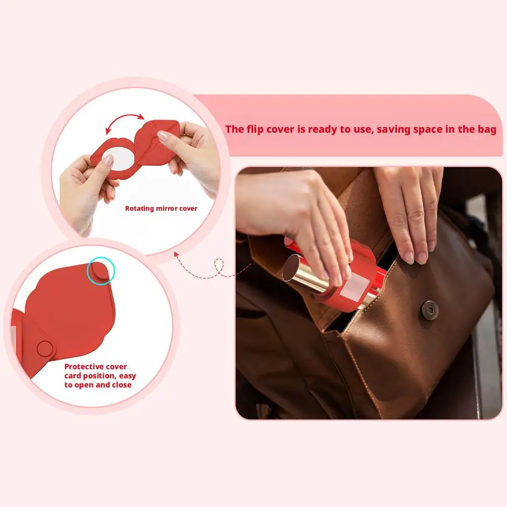 Soporte de lápiz labial de silicona portátil con espejo y soporte para teléfono, organizador de maquillaje 3 en 1 para viajes, escritorio, estuche de almacenamiento de cosméticos