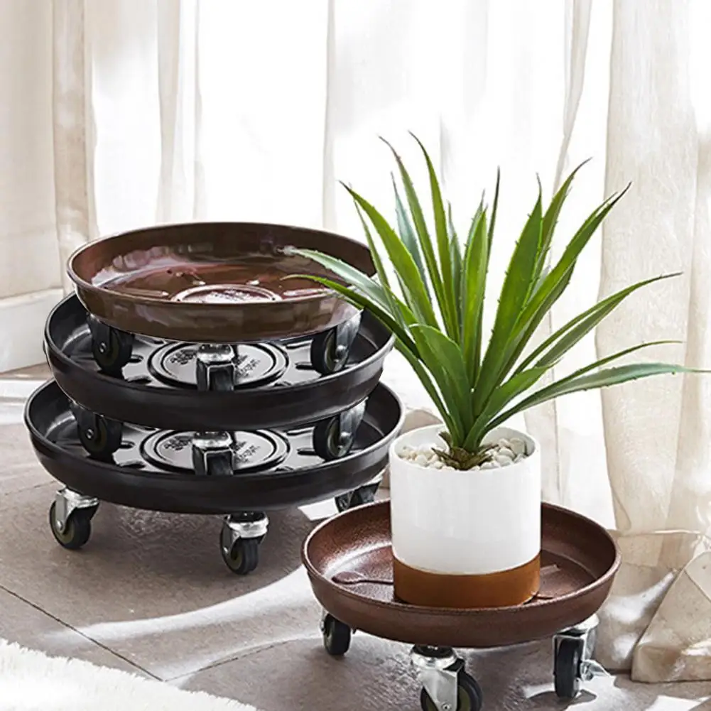 

Металлические колеса для растений 26-30 см, вращающиеся на 360 градусов подставка для растений, круглая колесная кашпо, роликовое основание для цветов в горшках