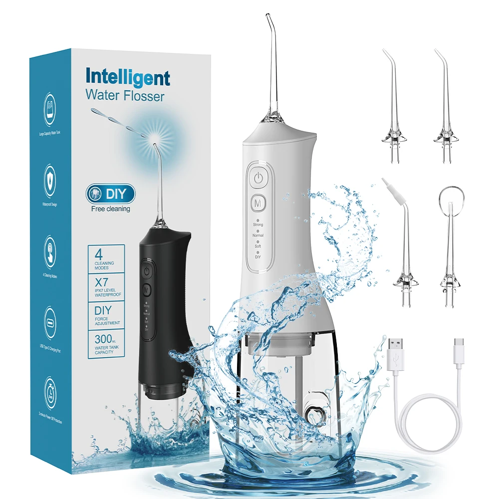 

Oral irrigator USB charging portable water flosser with four modes, 300ML water tank waterproof oral cleaner