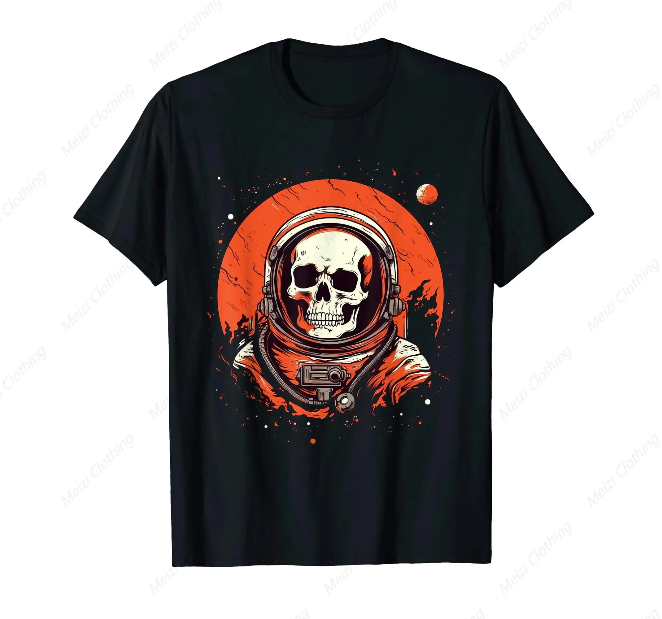 Skeleton Astronauts Occupy Mars In Space Printed Men'S Shirt Astronaut Skeleton T-Shirt Cool And Fashionable Cotton