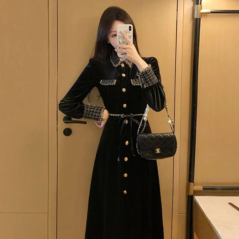 Xiaoxiangfeng Dress New Women's Clothing Waist Cinching Slimming Concealing Flesh Socialite Temperament High-end Fashion Dress