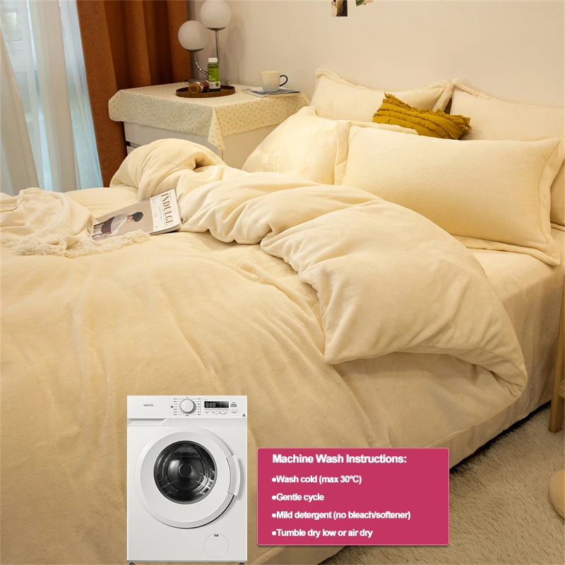 Skin-Friendly Flannel Duvet Cover 1Piece Ultra-Soft Fuzzy Plush Quilt Cover Warmth & Breathable Fade-Resistant Comfort Cover