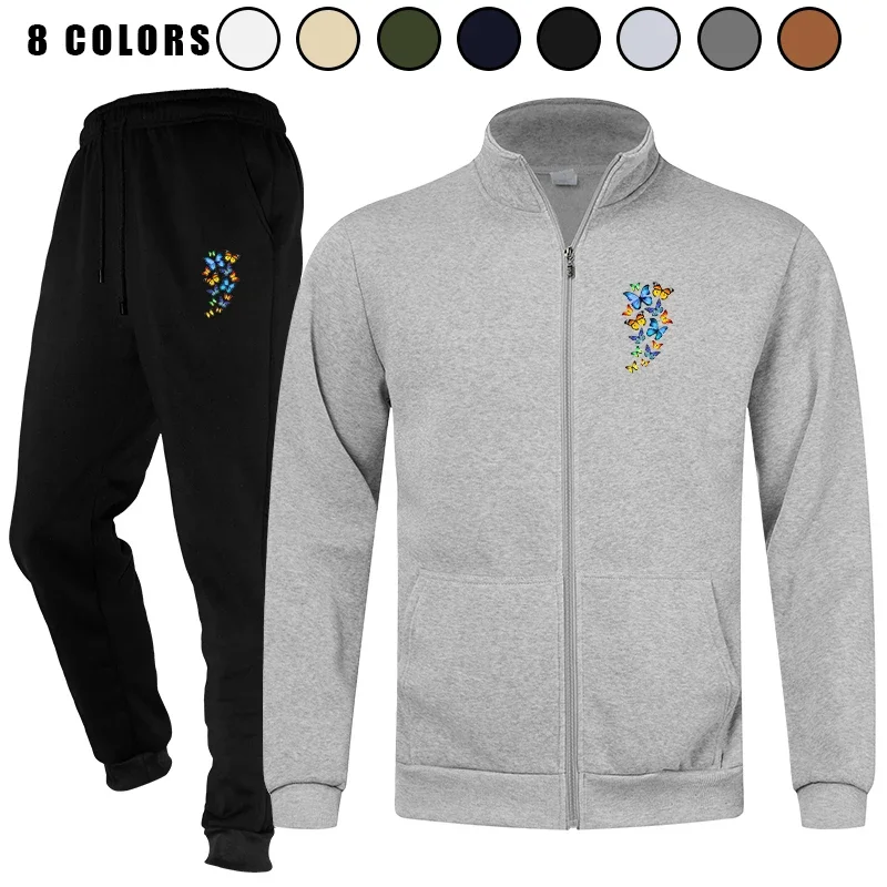 

Мужские спортивные костюмы, активные спортивные костюмы с длинными рукавами и молнией, куртки и брюки, комплект из двух предметов