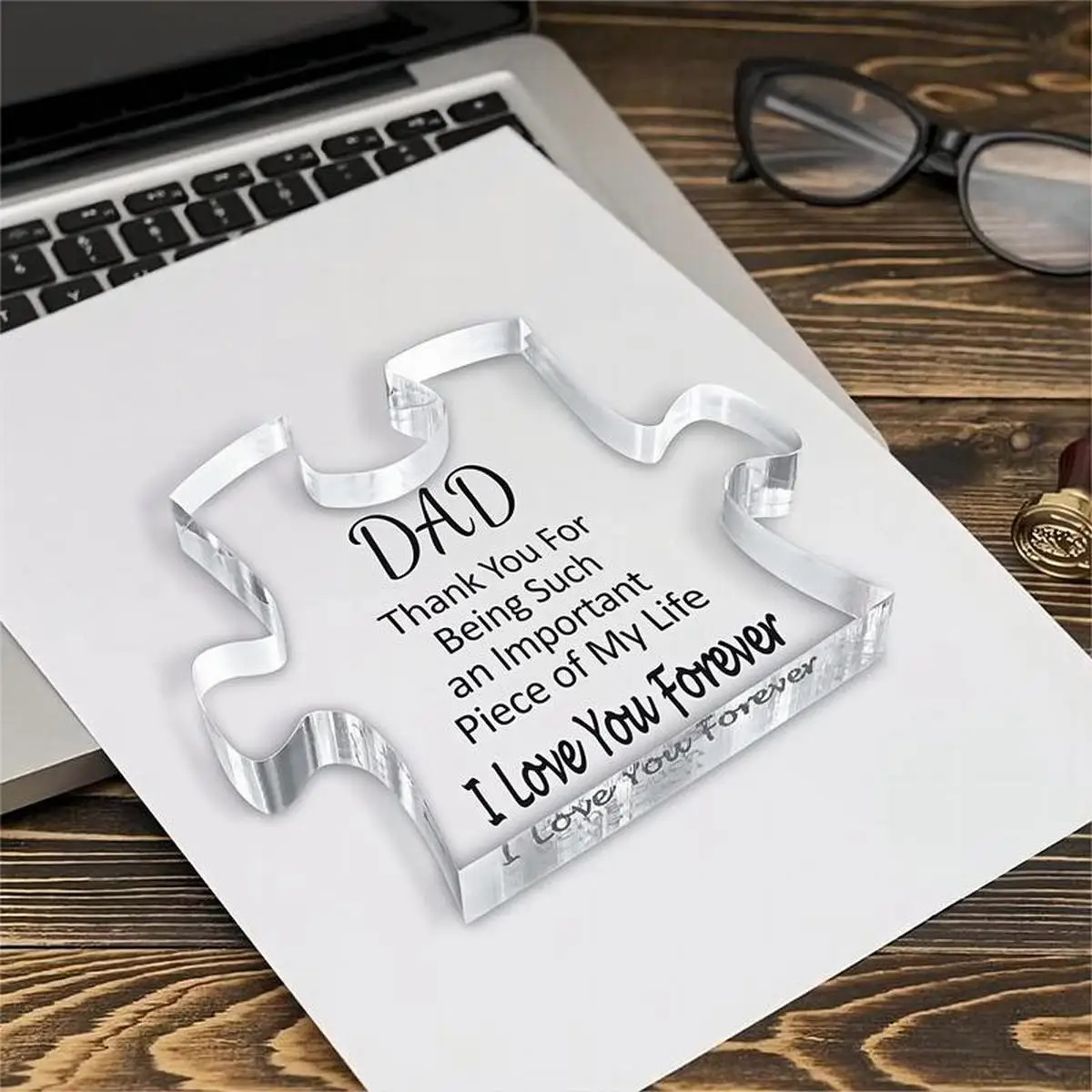 Father\'s Day Birthday Gift for Dad Carving Puzzle Acrylic Plaque Dad Gift Puzzle Block Logo, Dad\'s Christmas Gift