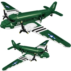 NEW Transport Aircraft Building Block WW2 US Military C-47 Skytrain Transport Aircraft Propeller Airplane Model Toy For Boy Gift