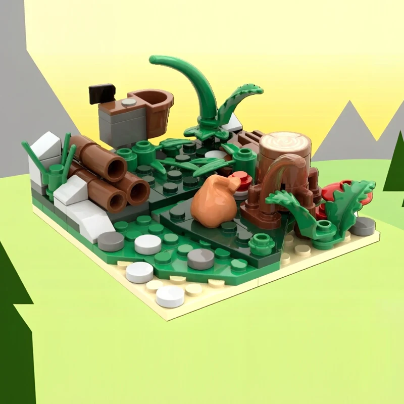 Medieval Castle Model MOC Building Bricks Logging In The Woods Scene Modular Technology Gifts Holiday Assemble Children Toy Suit