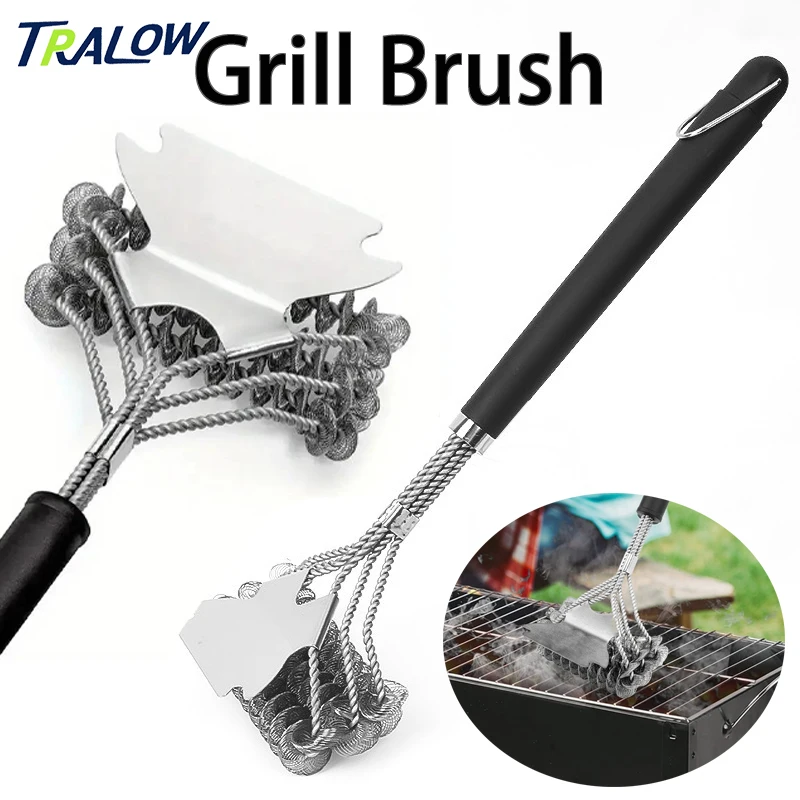 

TRALOW Grill Brush Grill Cleaning, Cleaner BBQ Accessories Stainless Steel and Scrape Recycle for Outdoor Camping Cooking Picnic