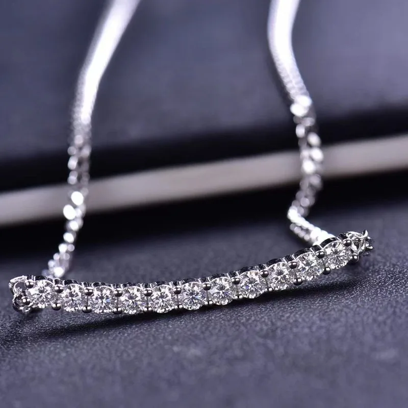 ساتشي الأحجار الكريمة-المويسانيتي قلادة الماس للنساء ، مجوهرات حفلات الزفاف البراقة ، قلادة الفضة GRA S925 ، D VVS1 2.2ct