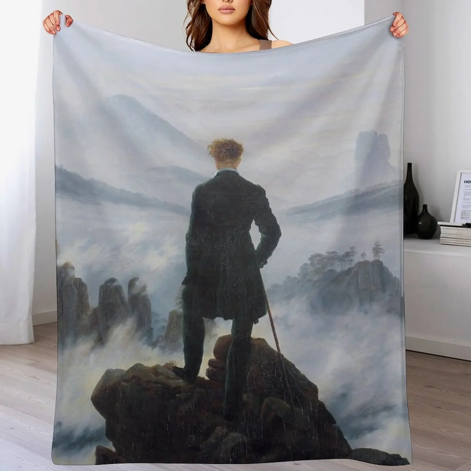 

Casper David Friedrich's Wanderer Above the Sea of Fog Throw Blanket Nap Designers Blankets