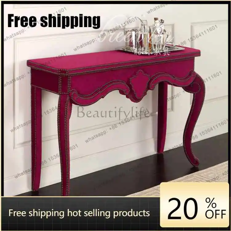 jj4 French solid wood foyer, entrance cabinet, living room, modern simple shelves